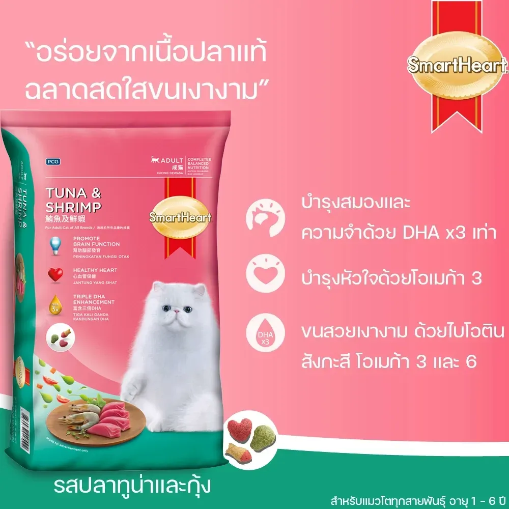 Smartheart Cat Adult อาหารเม็ดสำหรับแมวโตทุกสายพันธุ์
