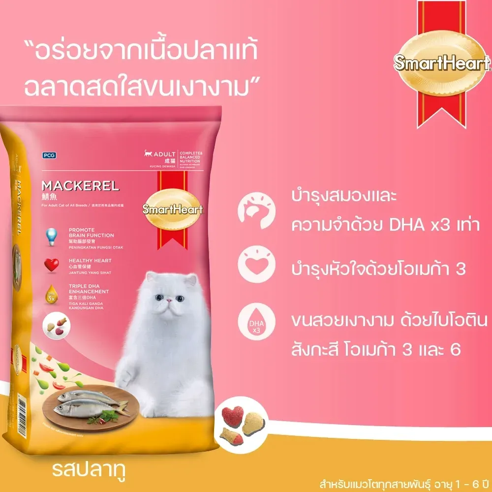 Smartheart Cat Adult อาหารเม็ดสำหรับแมวโตทุกสายพันธุ์