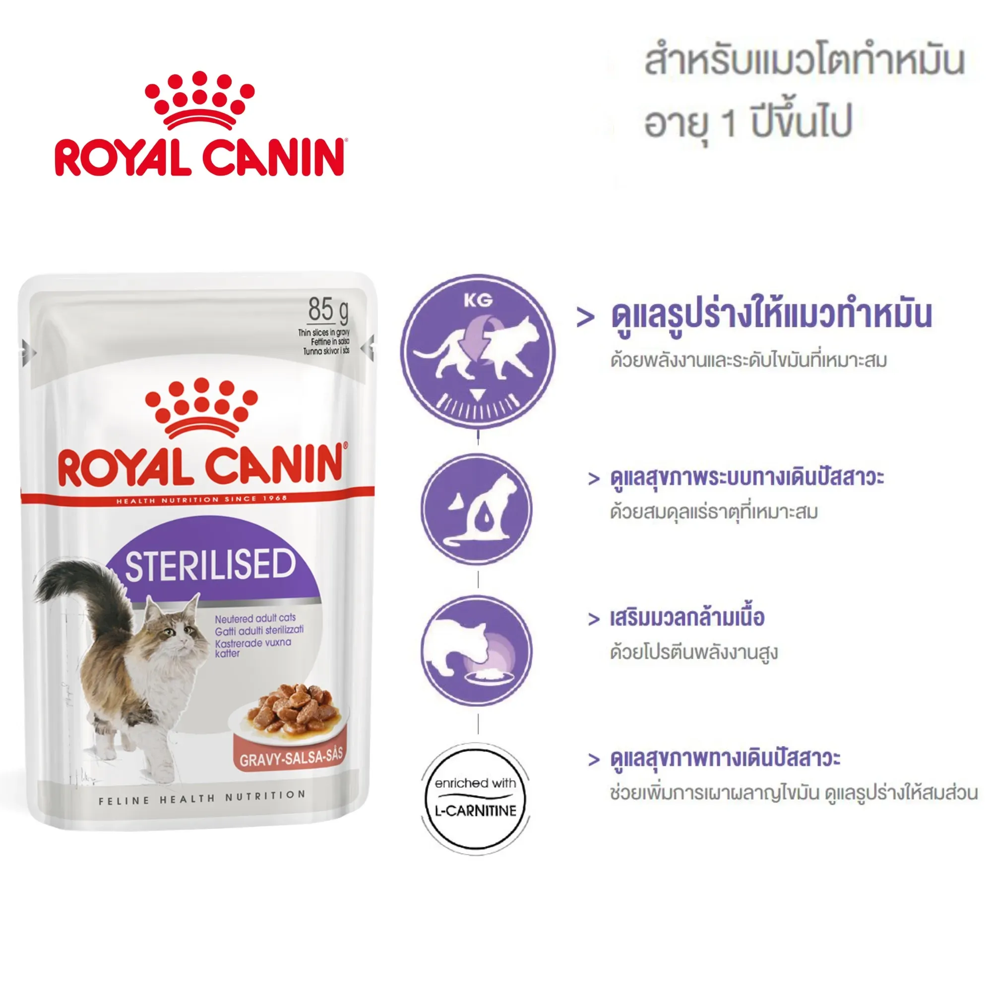 Royal Canin Pouch อาหารเปียกแมวซอง สูตร Sterilised 85 g