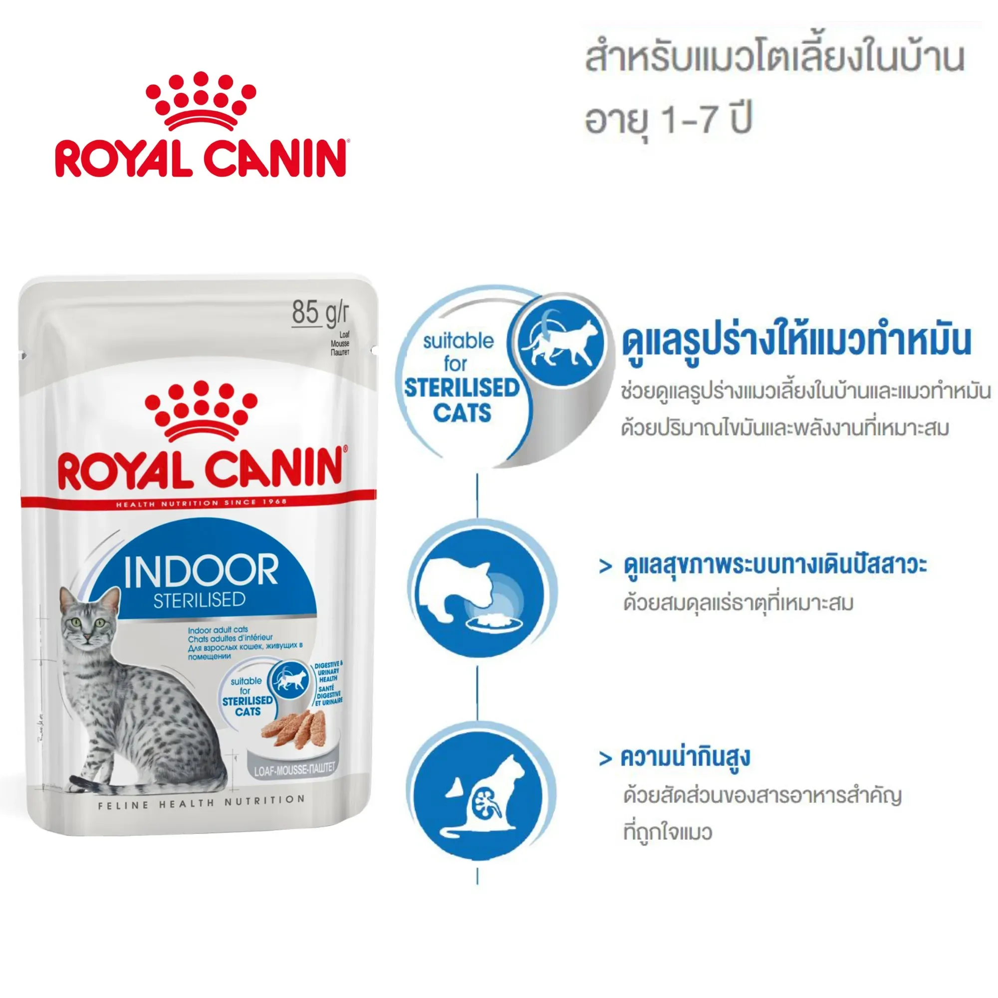 Royal Canin Pouch อาหารเปียกแมวซอง สูตร Indoor 85 g