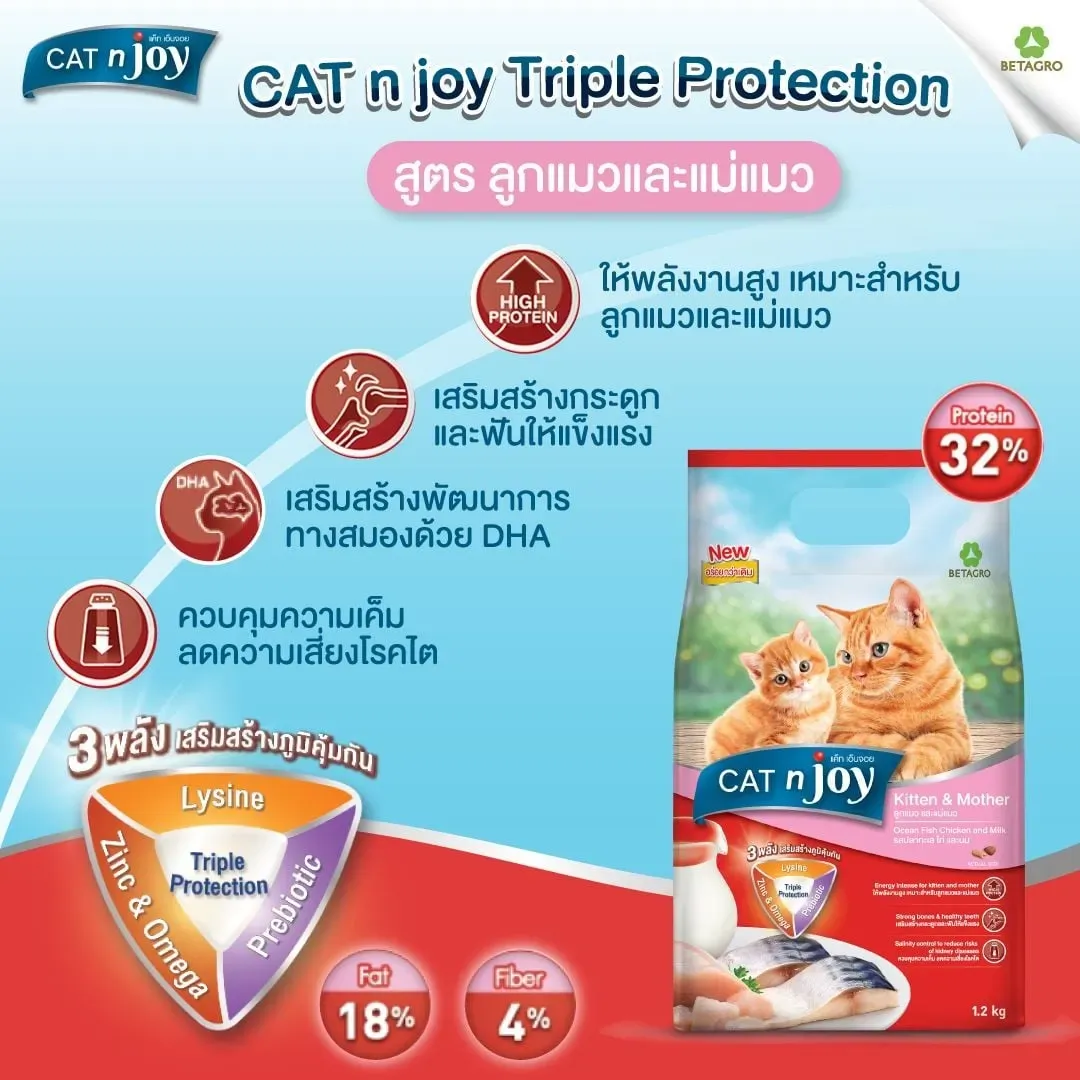 Cat N Joy อาหารสำหรับลูกแมว รสปลาทะเล ไก่และนม