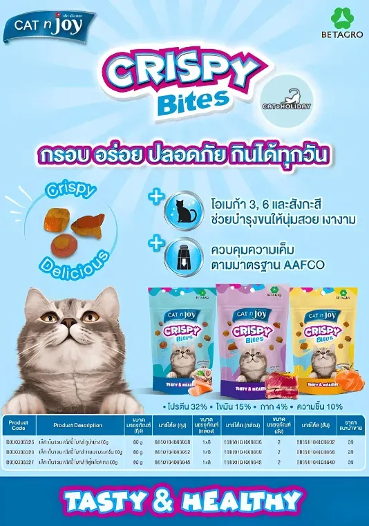 Cat N Joy คริสปี้ ไบทส์ ขนมสำหรับแมว 60 g