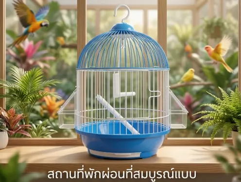 กรงนกทรงกลม - สีฟ้า