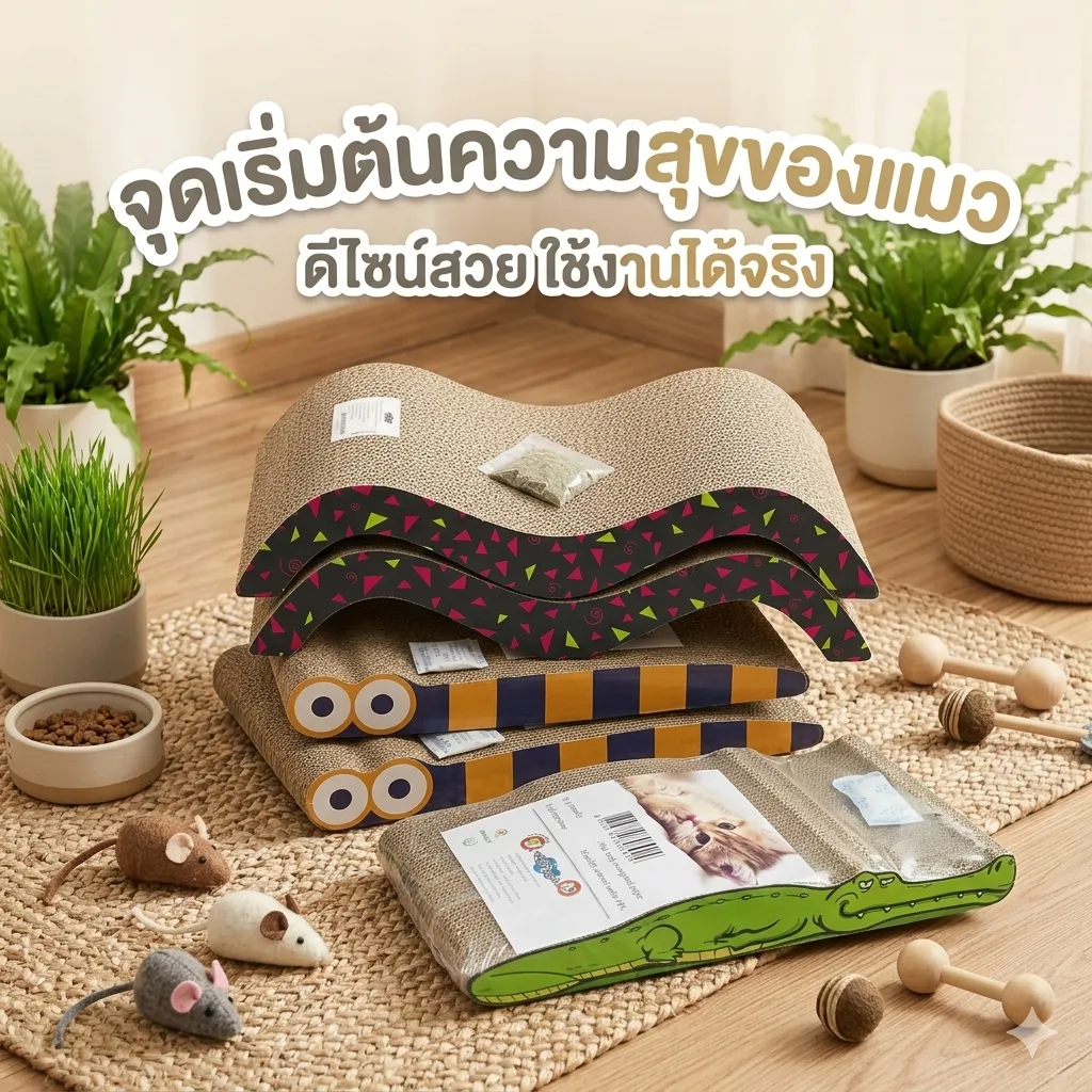อุปกรณ์ลับเล็บแมว กระดาษลูกฟูก ทนทาน สำหรับแมวทุกสายพันธุ์ 