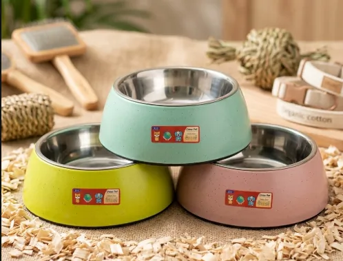 Chica Pet-ชามเยื้อไผ่ มีแสตนเลส .(Size L)
