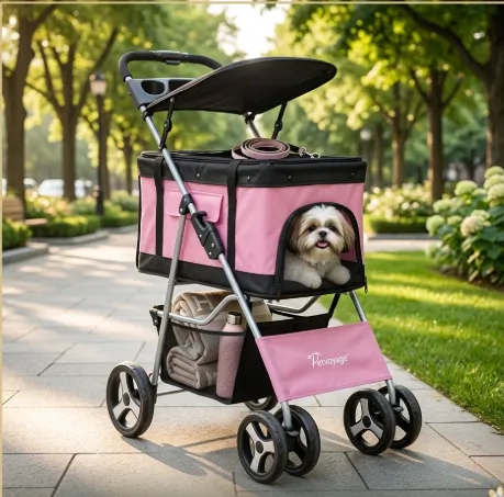 TNP - รถเข็นสัตว์เลี้ยง สีชมพู10-15 kg.
