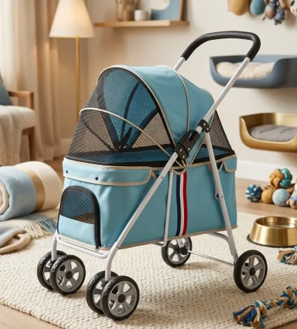 TNP - รถเข็นสัตว์เลี้ยง สีฟ้า รับน้ำหนักได้ถึง 10-17 kg.