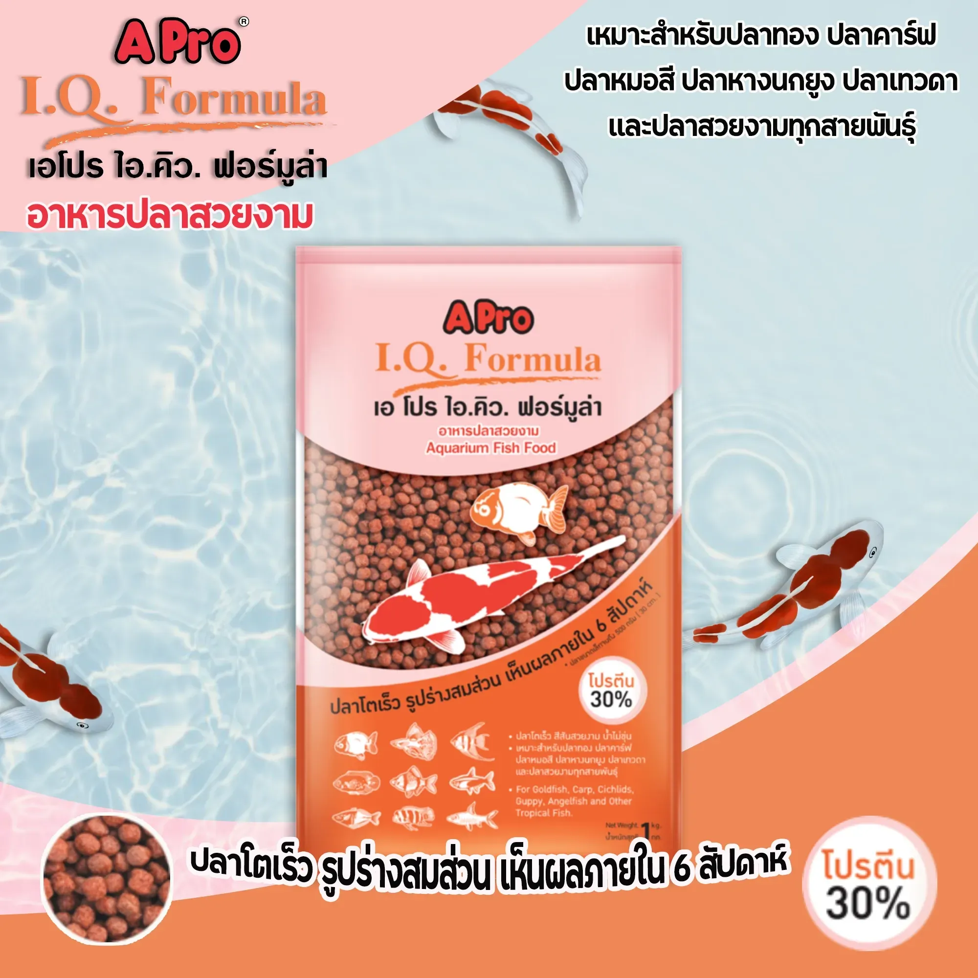 Apro Iq Formula เม็ดแดง สูตรเร่งสี / เน้นความสวยงาม 1 Kg