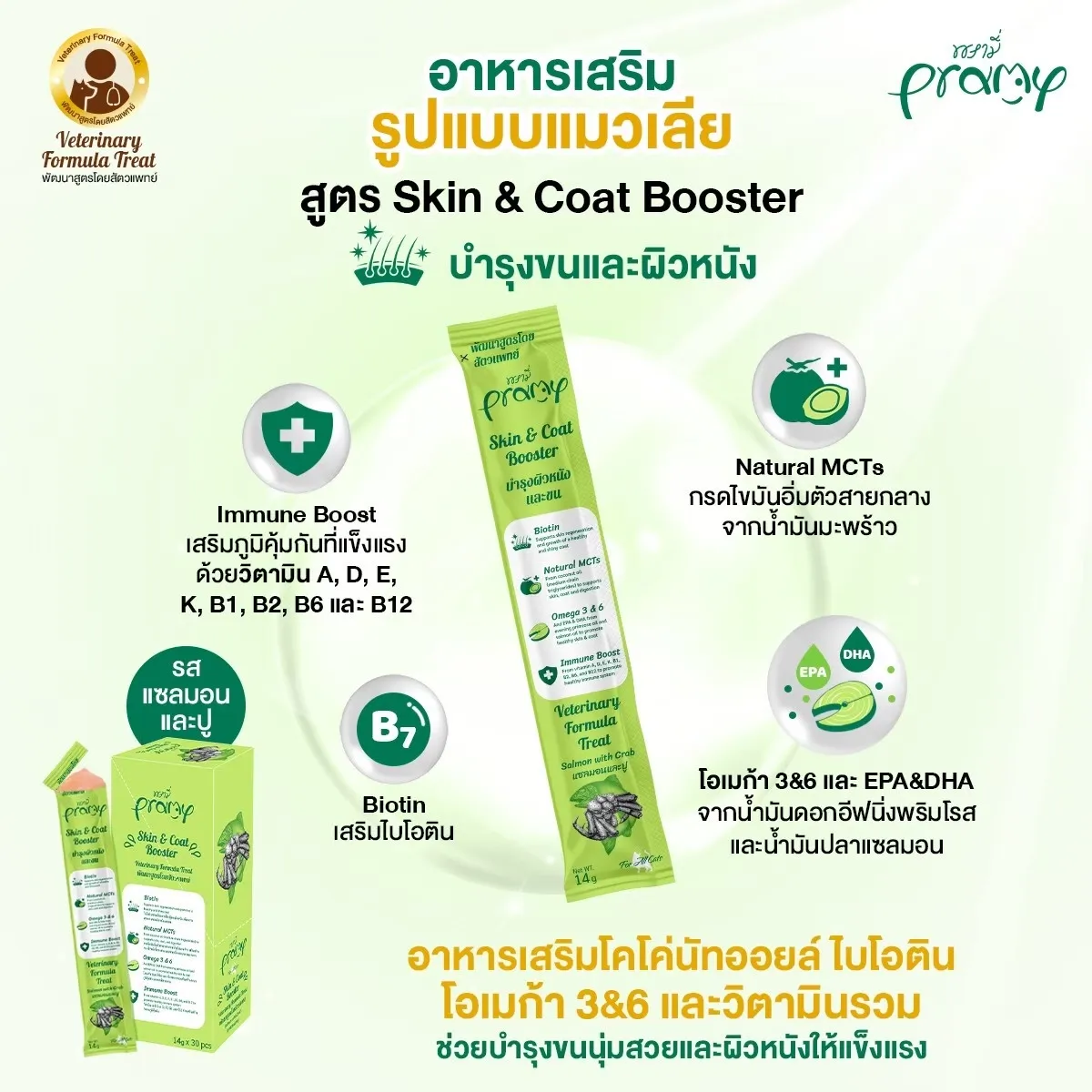 รสแซลมอนและปู (Skin & Coat Booster)