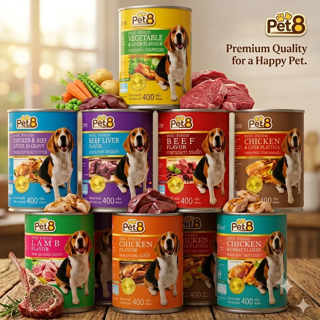 Pet8 อาหารเปียกสุนัข ชนิดกระป๋อง 400g.