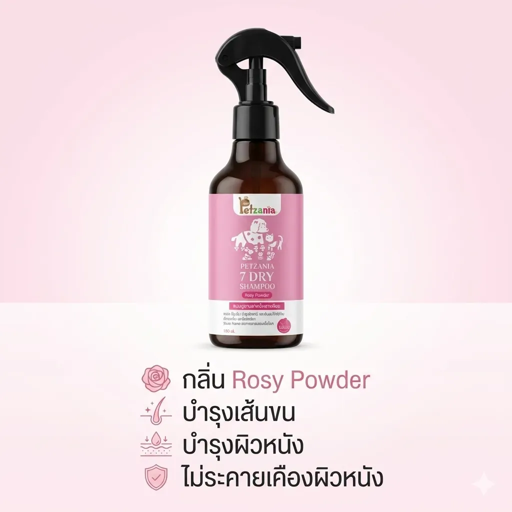 Petzania แชมพูอาบแห้ง สำหรับสัตว์เลี้ยง 180ml.