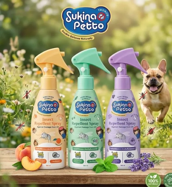 Sukina Petto Insect Repellent Spray สเปรย์ไล่แมลงสำหรับสัตว์เลี้ยง สูตรธรรมชาติ 100%