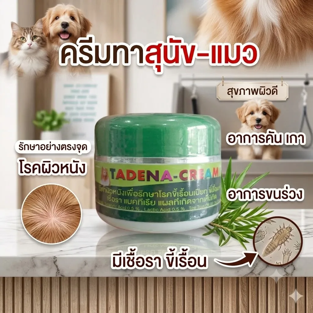 TADENA-CREAM ครีมทาโรคขี้เรื้อนเปียกและเชื้อรา สำหรับสุนัขและแมว