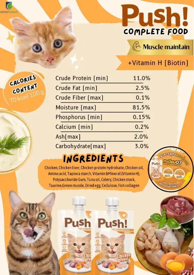 Push อาหารเปียกแมว แบบซองบีบ 100g.