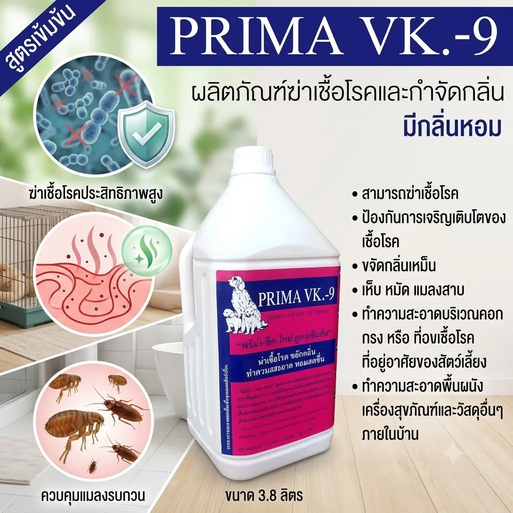 Prima VK 9 น้ำยาทำความสะอาดและดับกลื่นเหม็น 3.8 L.