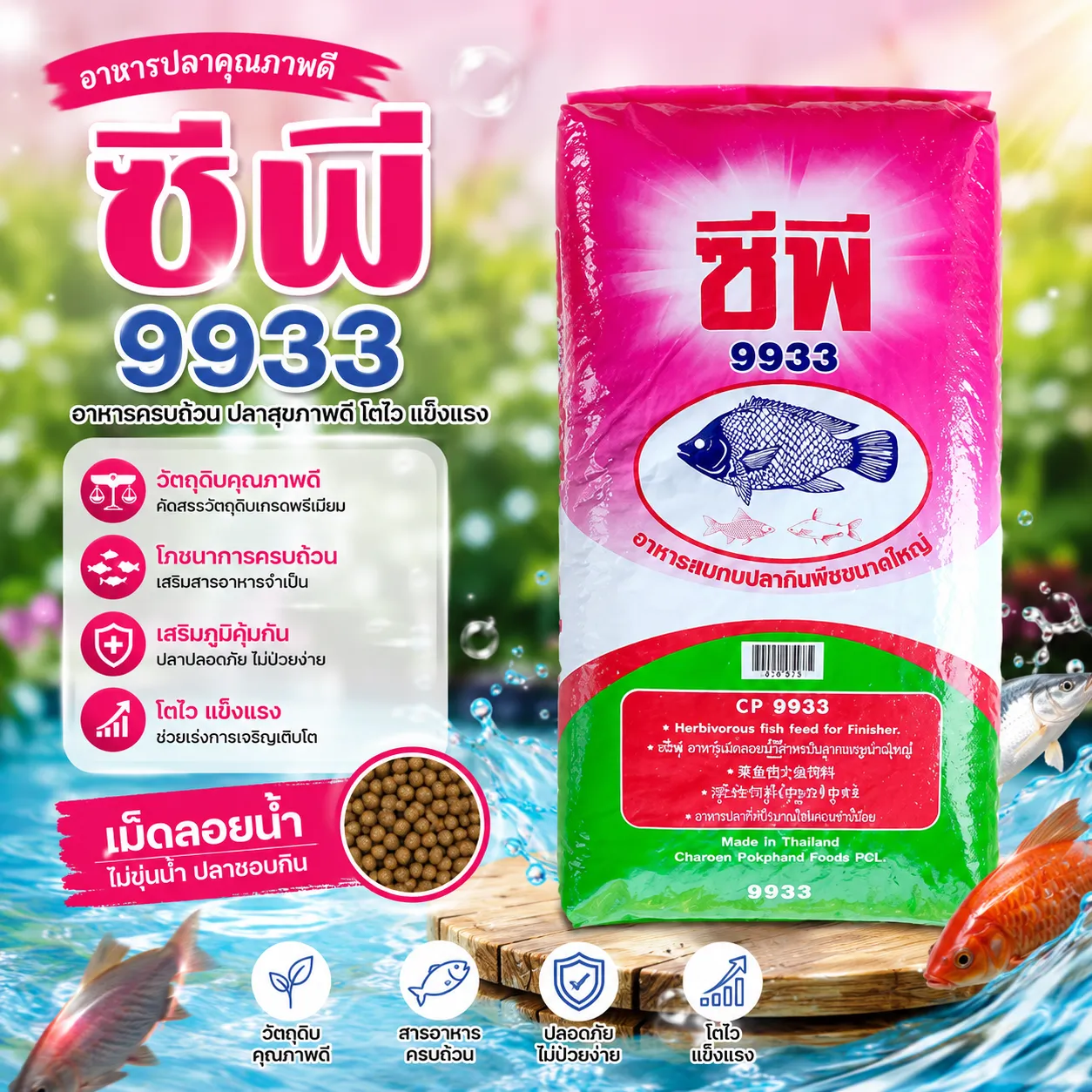C.P.-อาหารปลากินพืช 9933  20กก.