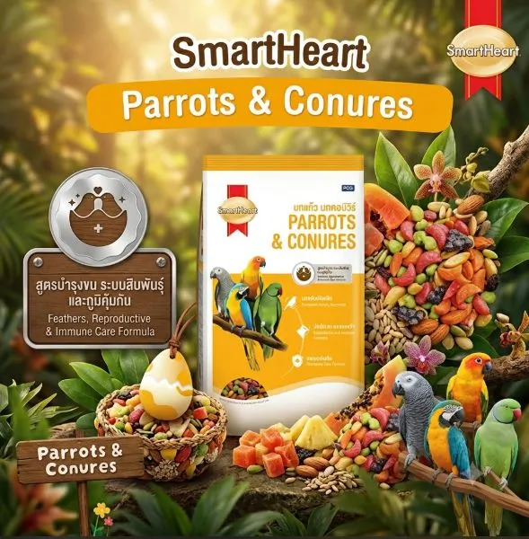 Smartheart Parrot & Conour อาหารนกแก้ว นกคอนัวร์