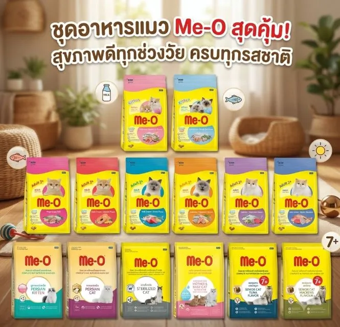 Me-O Adult อาหารเม็ดแมวโตทุกสายพันธุ์