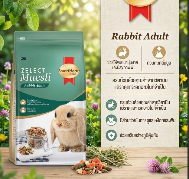 Smartheart Gold Zelect Muesli Adult อาหารกระต่ายโต