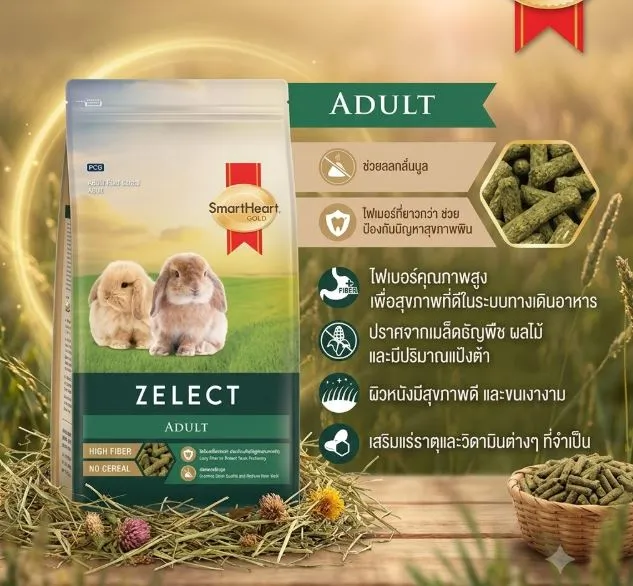 Smartheart Gold Zelect Adult High Fiber อาหารกระต่ายโต
