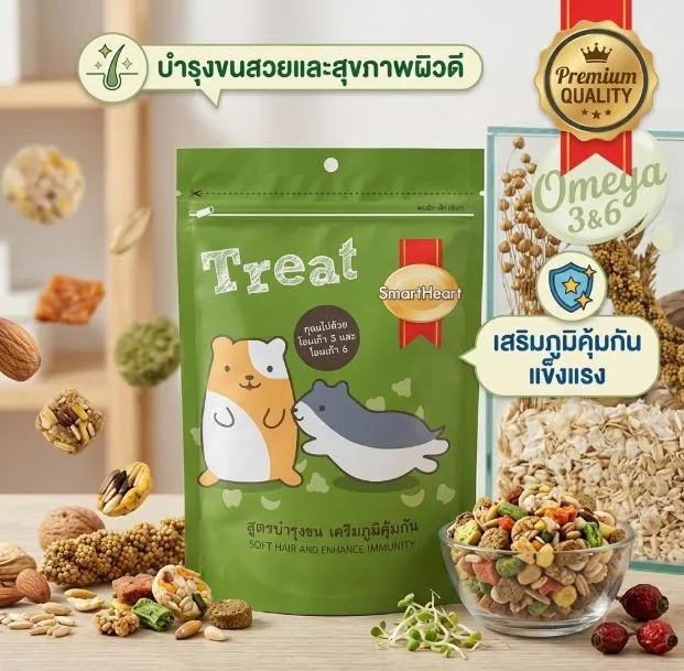 Smartheart Hamster Treat ขนมหนูแฮมสเตอร์ สูตรบำรุงขน เสริมภูมิคุ้มกัน