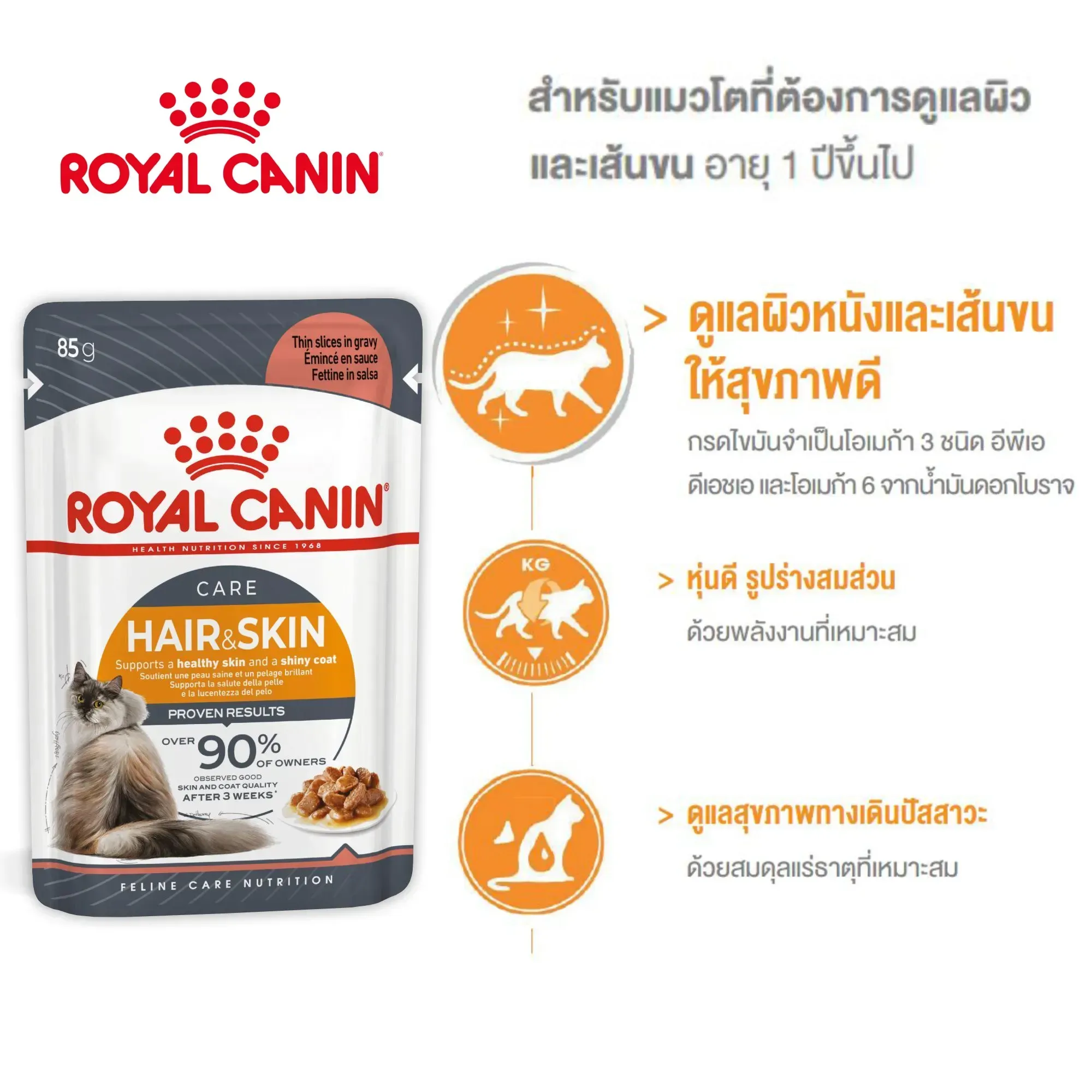 Royal Canin Pouch อาหารเปียกแมวซอง สูตร Hair&Skin 85 g