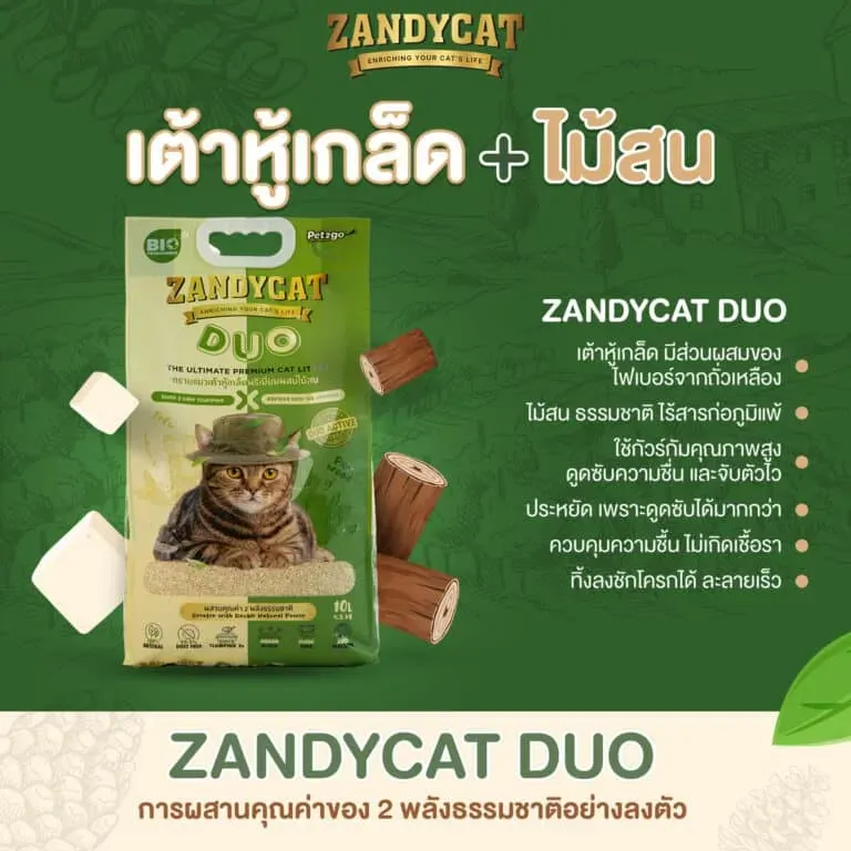 Zandycat Duo ทรายเต้าหู้ผสมไม้สน ชนิดเกล็ด ขนาด 10 ลิตร