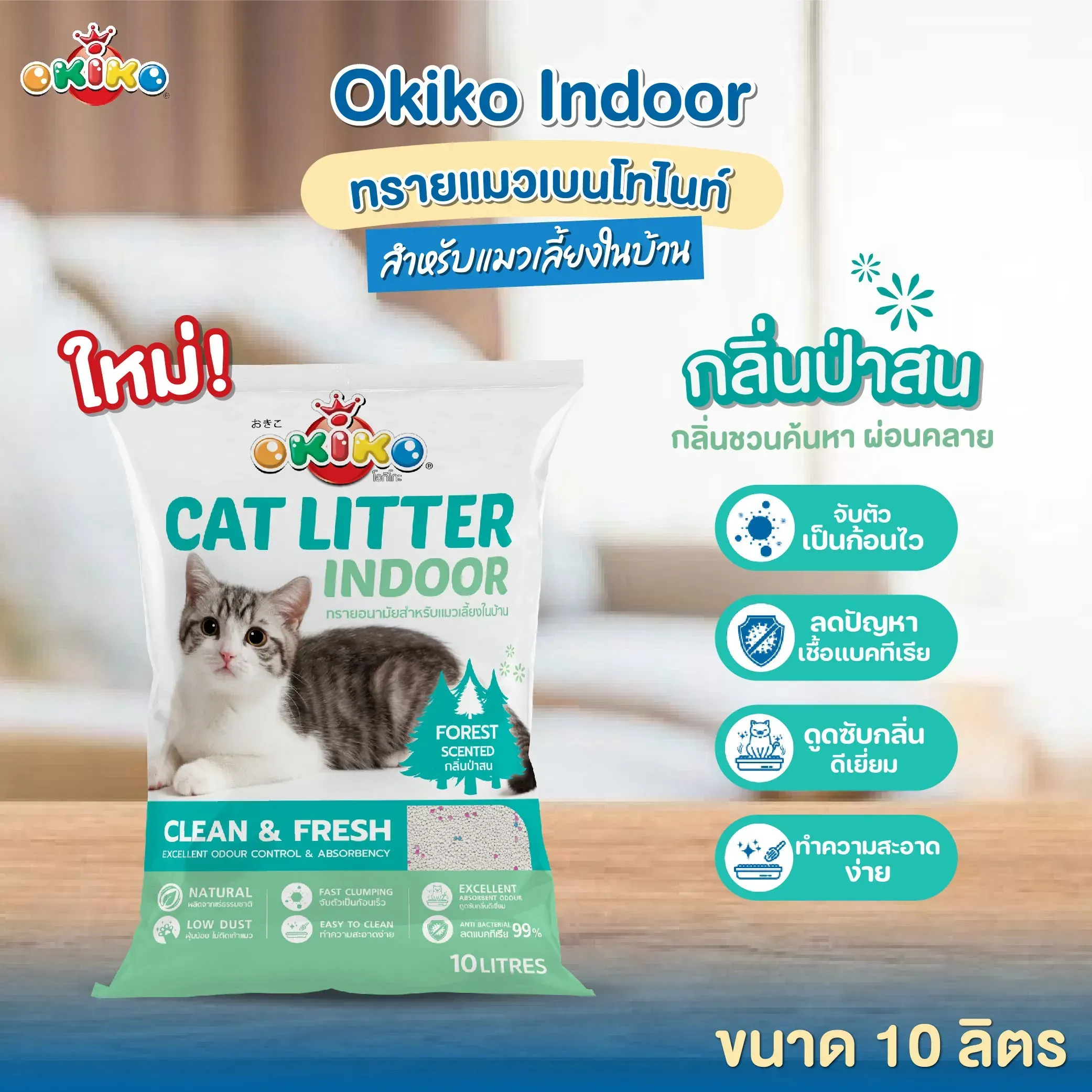 Okiko Eco Indoor ทรายเบนโทไนท์