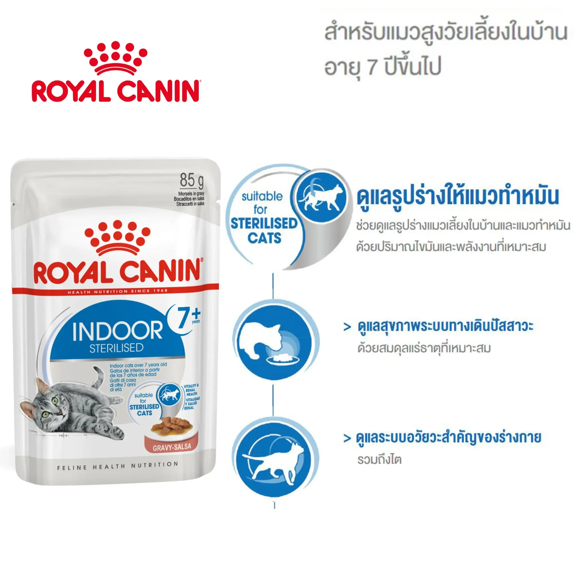 Royal Canin Pouch อาหารเปียกแมวซอง สูตร Indoor7+ 85 g