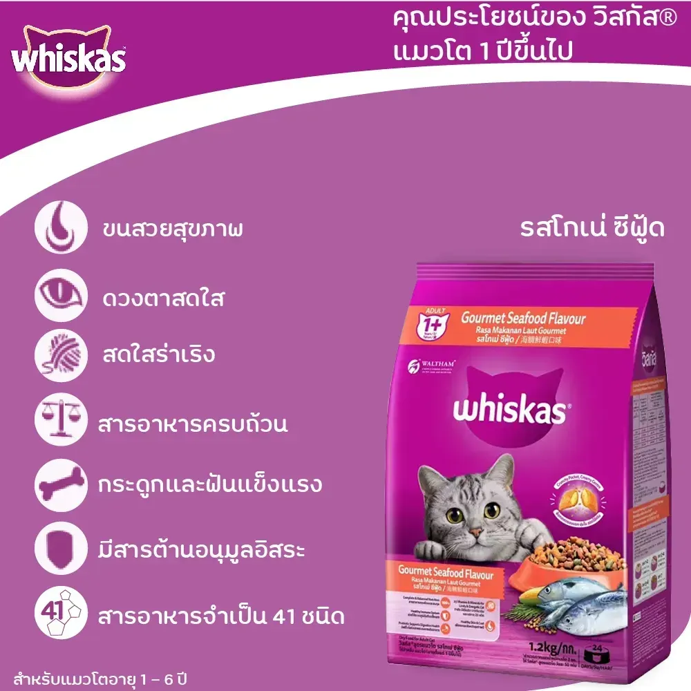 Whiskas Adult อาหารเม็ดสำหรับแมวโต