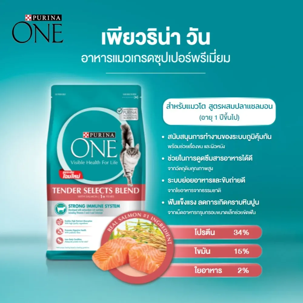 Purina One Salmon & Tuna อาหารแมวโต สูตรปลาแซลมอนและทูน่า