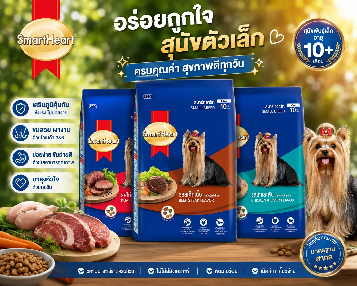 SmartHeart BLUE อาหารสุนัขโต อายุ 1 ปีขึ้นไป สำหรับสุนัขพันธุ์เล็ก 🐶💙