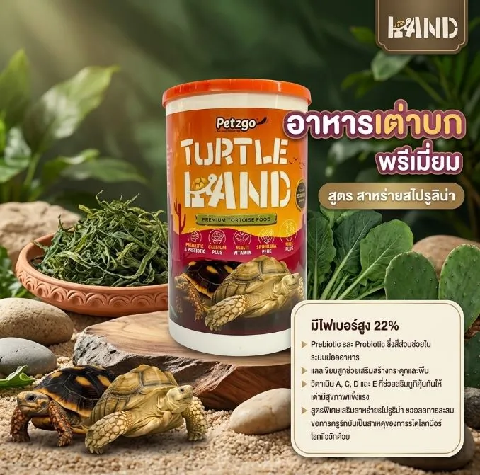 Turtle Land อาหารเต่าบกพรีเมียม สูตรสาหร่ายสไปรูริน่า