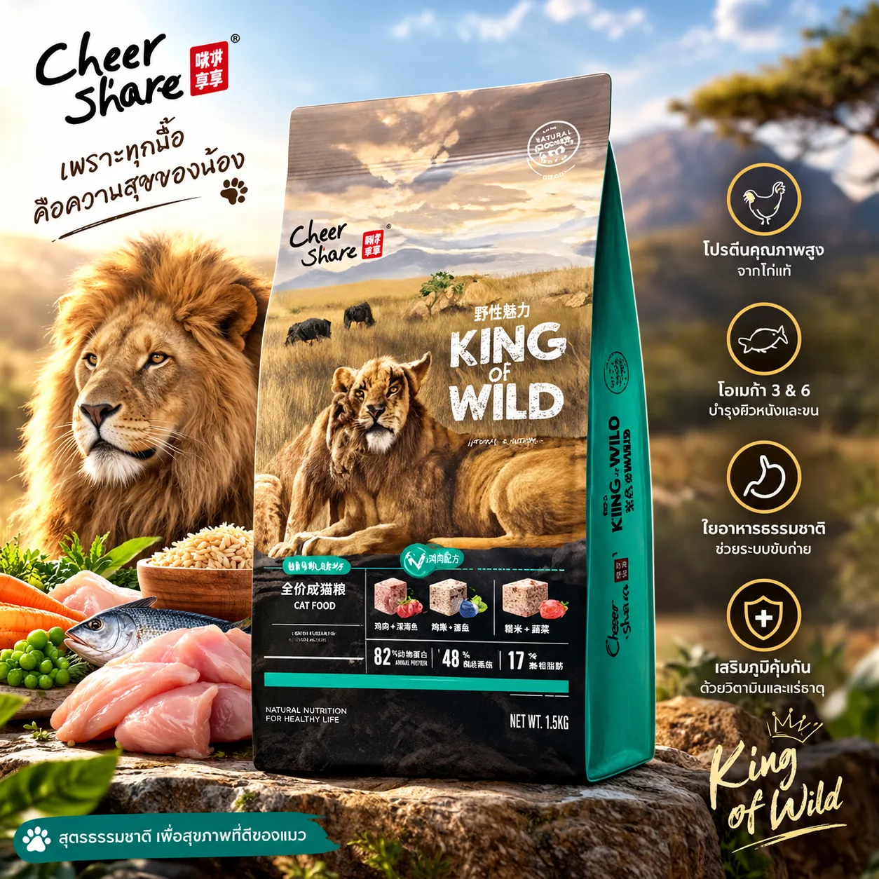 Cheer Share King Of Wild อาหารแมวโต Holistic Freeze-dried