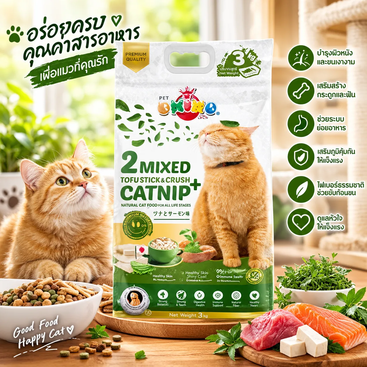 Okiko 2Mixed ทรายแมวเต้าหู้ผสมเกล็ดแคทนิป