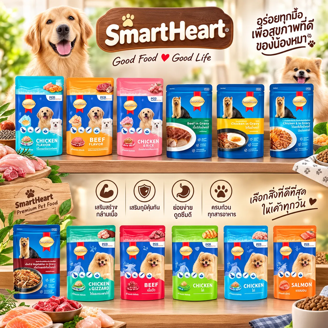 Smartheart Pouch อาหารเปียกสุนัขซอง 120-130 g