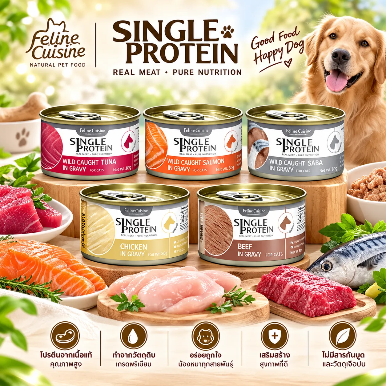 Felina Canino Single Protein อาหารเปียกสุนัขกระป๋อง 85g