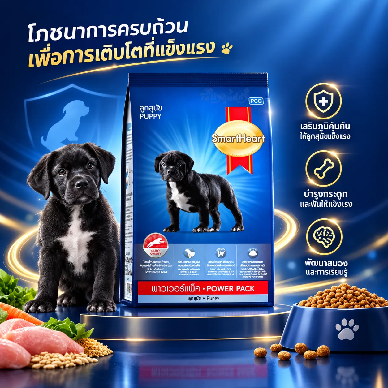 Smartheart Power Pack Puppy อาหารเม็ดสำหรับลูกสุนัขพันธุ์กลาง-ใหญ่