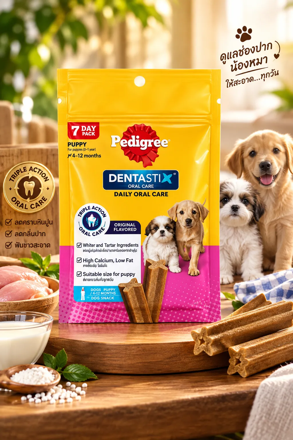 Pedigree DENTA STIX ขนมขัดฟัน สำหรับลูกสุนัขอายุ 4-12 เดือน